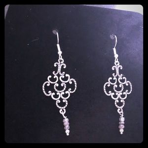 Stunning Labradorite Antiqued Sterling Earrings